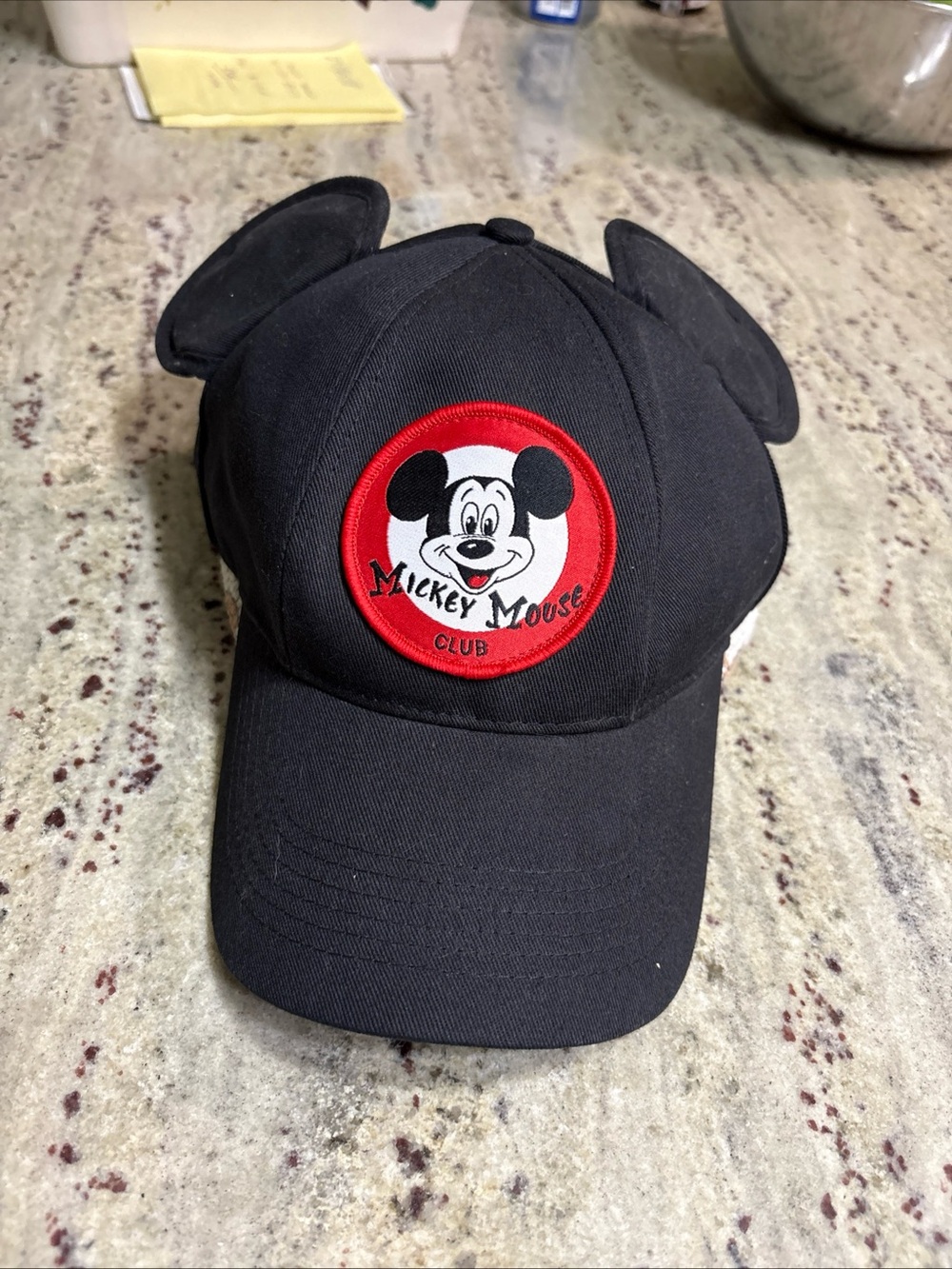 Disney Black Baseball Cap with Red Mickey Patch and Ear Accents